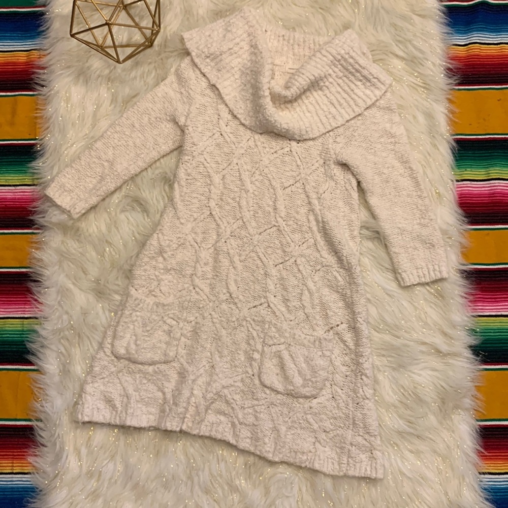 Anthropologie Sleeping on Snow Cowl Neck Ivory Sweater Dress Women’s XS